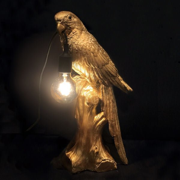 Antique Gold Table Lamp Parrot Timmy - |VESIMI Design| Luxury Bathrooms and Home Decor