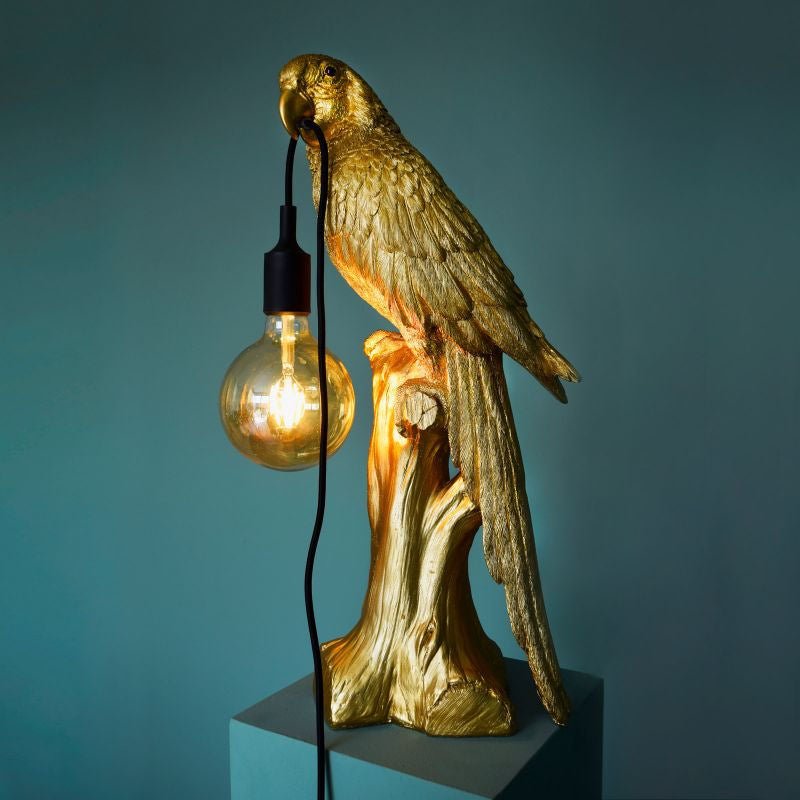 Antique Gold Table Lamp Parrot Timmy - |VESIMI Design| Luxury Bathrooms and Home Decor