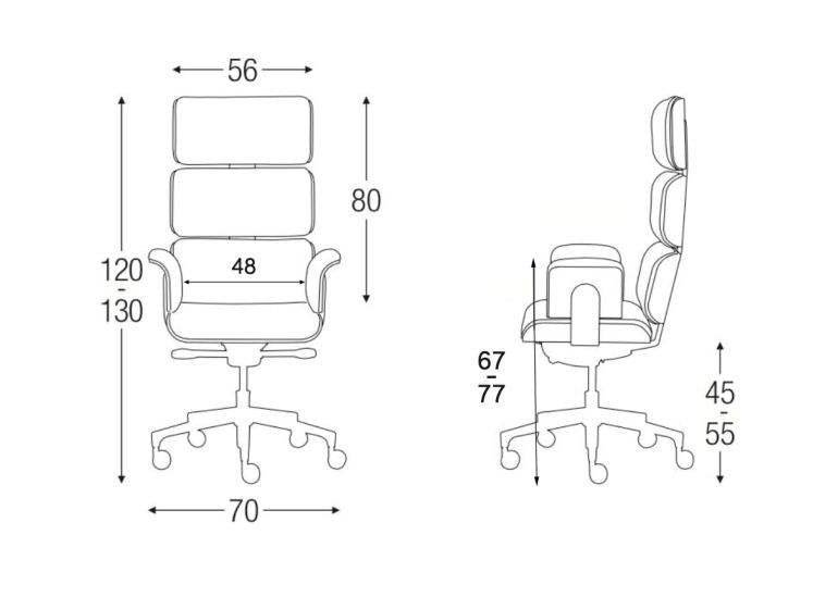Armadillo Matt Black Luxury Office Chair with High Back / Genuine Italian Leather - |VESIMI Design|