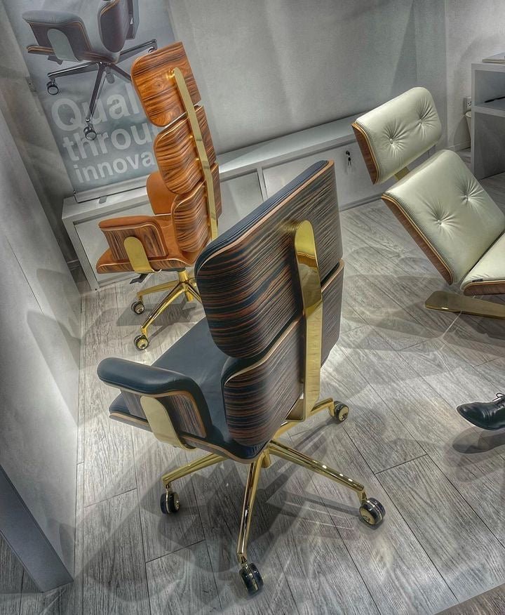 Armadillo Matt Black Luxury Office Chair with High Back / Genuine Italian Leather - |VESIMI Design|