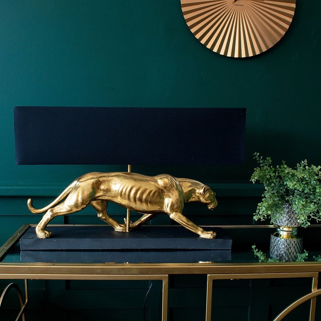 Baghiro Panther Design Table Lamp in Black and Gold - |VESIMI Design| Luxury Bathrooms and Home Decor