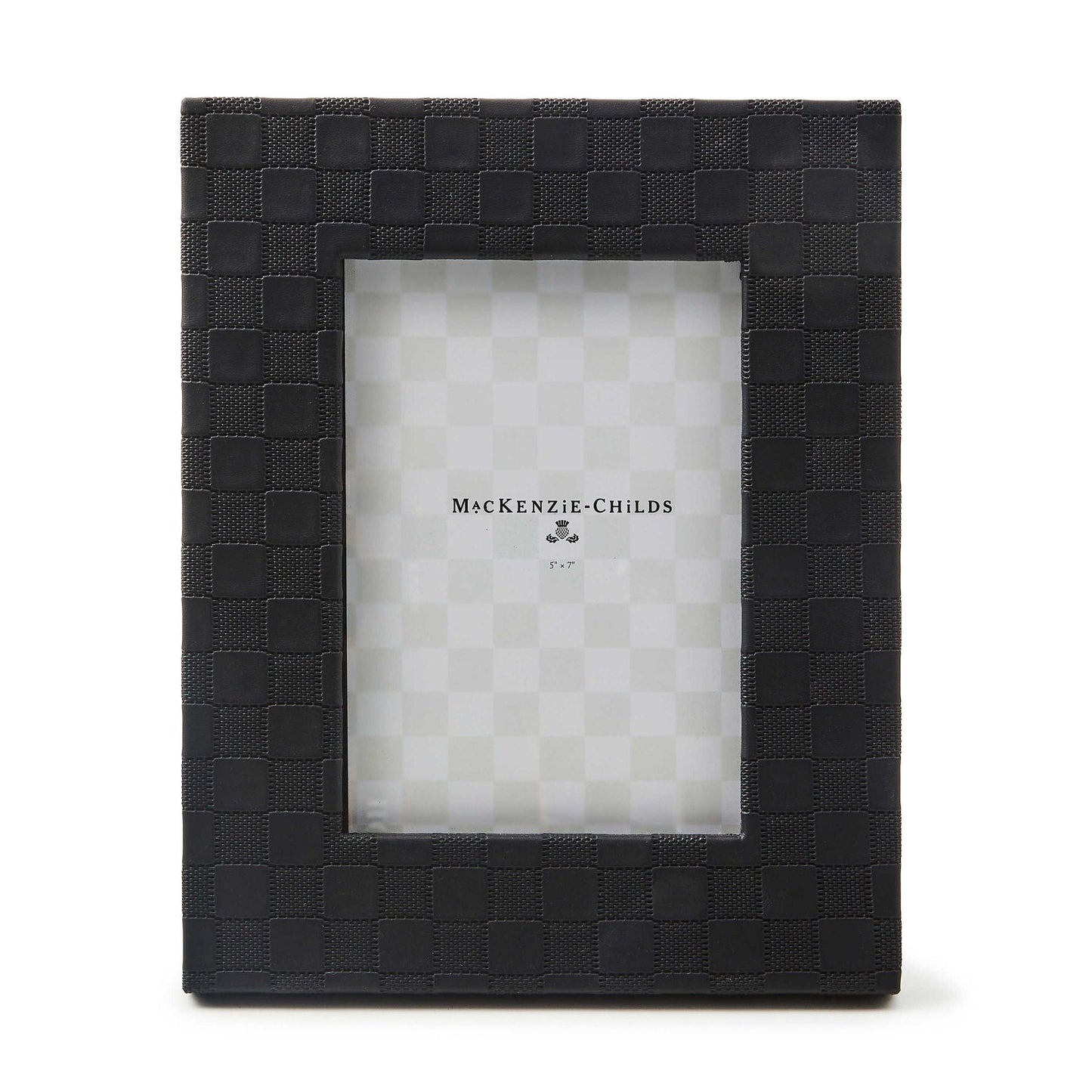 Black Faux Leather 5" x 7" Frame by MacKenzie - Childs - |VESIMI Design| Luxury Bathrooms and Home Decor