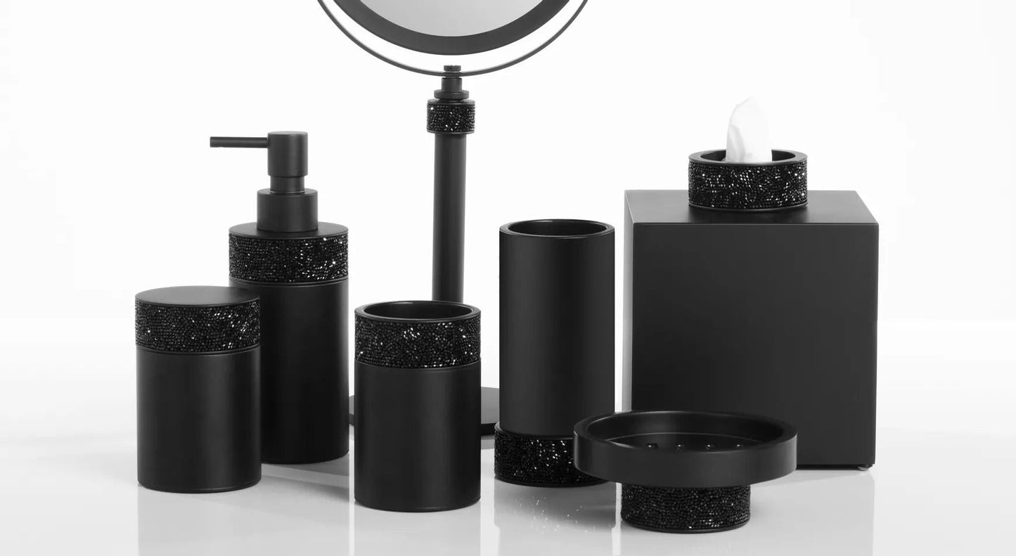 Black Matt Design Cosmetic Mirror with Swarowski® Crystals - |VESIMI Design|