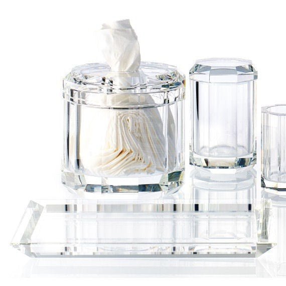 Crystal Clear Glass Bathroom Accessories Soap Dish by Decor Walther - |VESIMI Design|