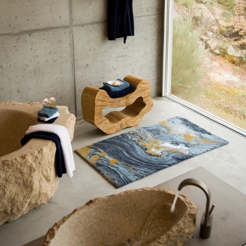 Dark Blue Midnight Egyptian Cotton Bathroom Rug - |VESIMI Design|