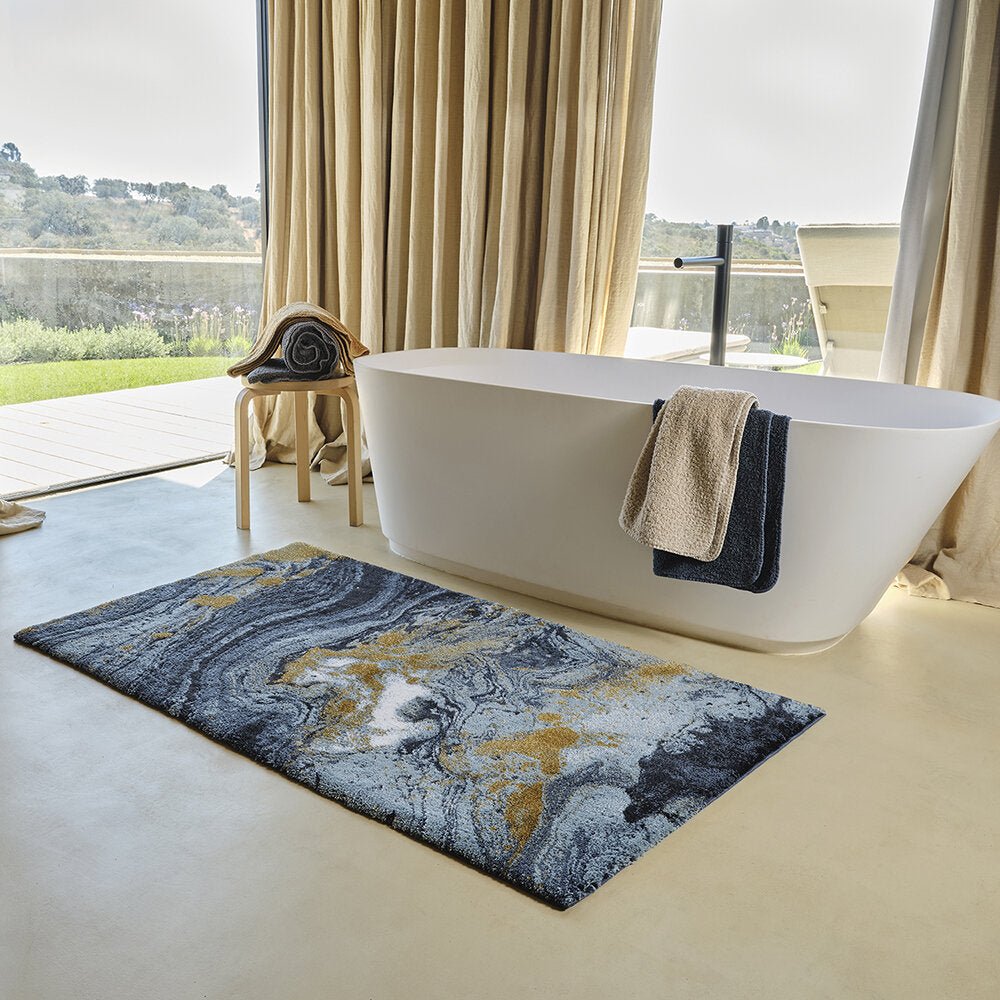Dark Blue Midnight Egyptian Cotton Bathroom Rug - |VESIMI Design| Luxury and Rustic bathrooms online
