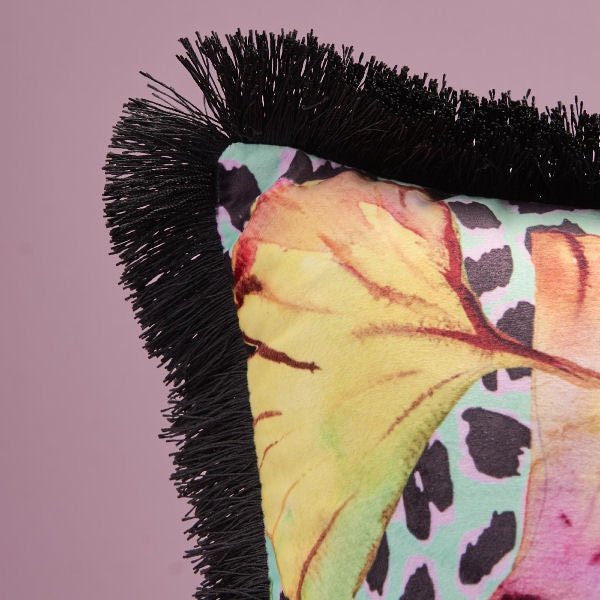 Design Cushion with Fringes Ginkgo - |VESIMI Design| Luxury Bathrooms and Home Decor