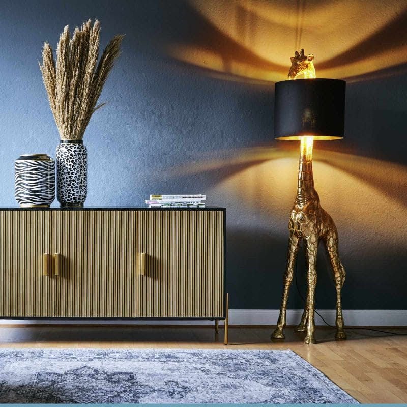 Giraffe Gigi Floor Lamp, Gold/Black - |VESIMI Design| Luxury Bathrooms and Home Decor