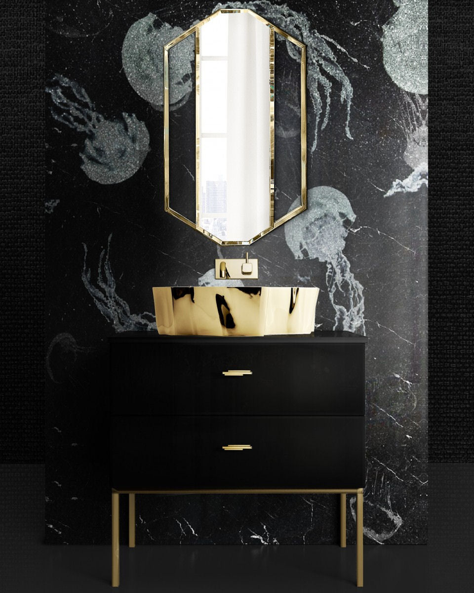 Gold Plated Eden Stone Vessel Sink by Maison Valentina - |VESIMI Design|