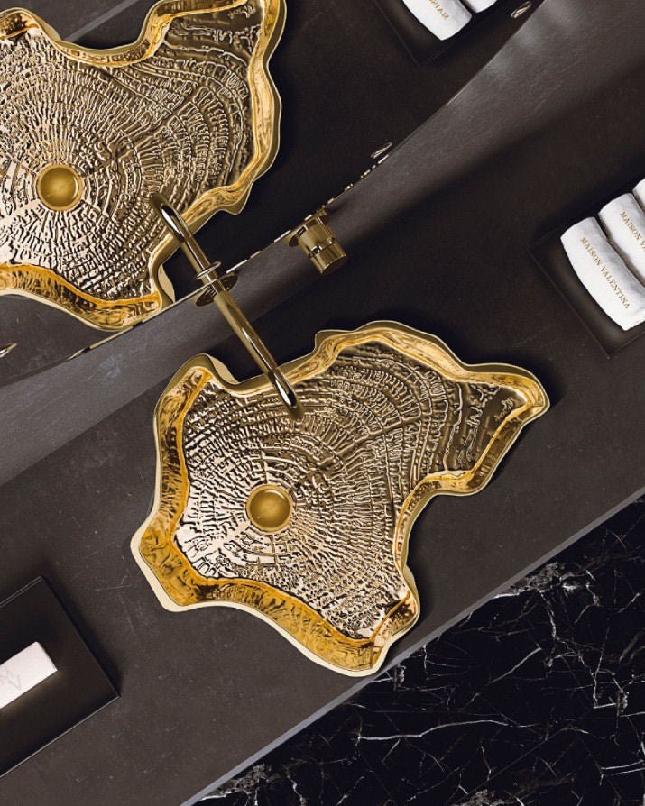 Gold Plated Eden Stone Vessel Sink by Maison Valentina - |VESIMI Design|