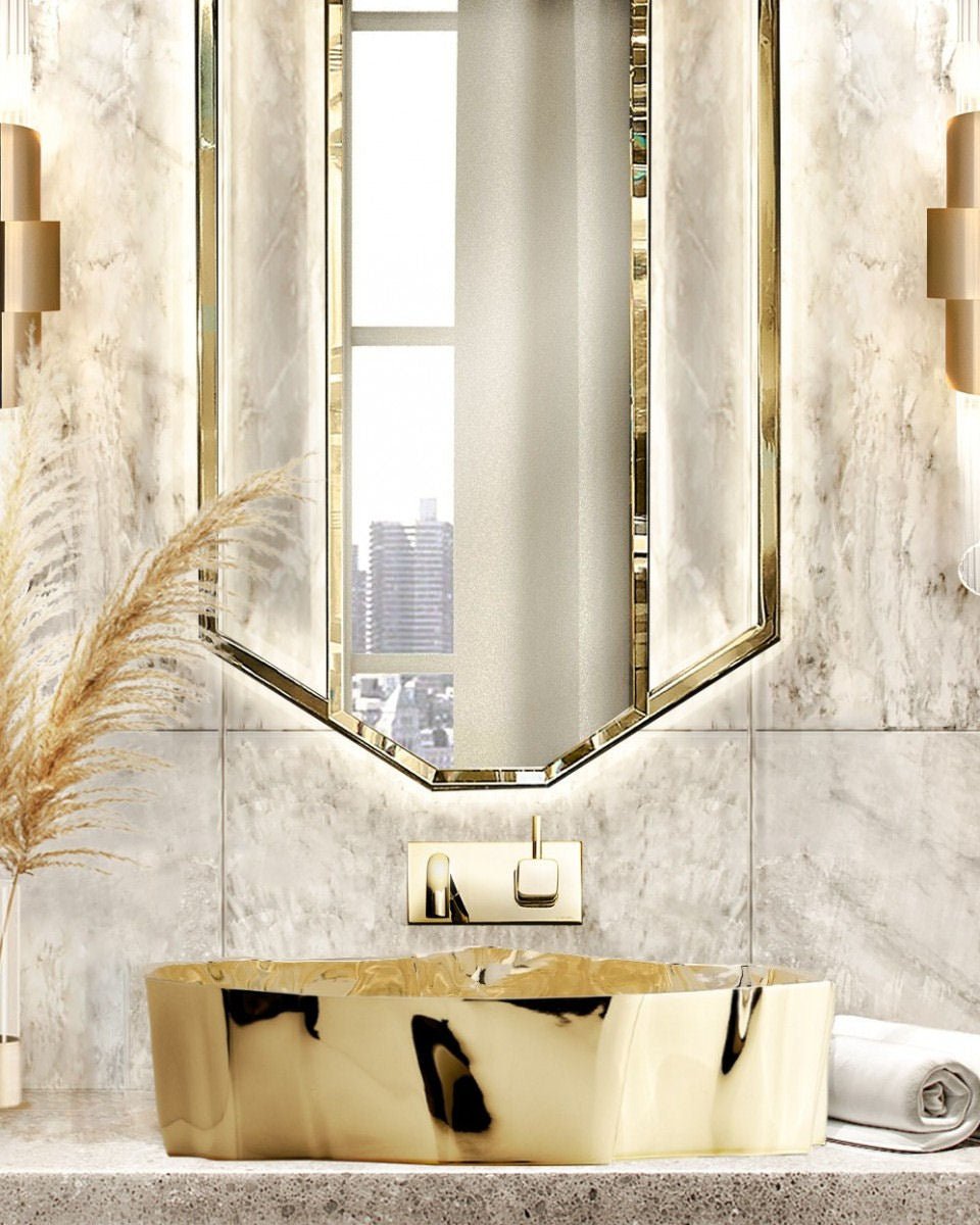 Gold Plated Eden Stone Vessel Sink by Maison Valentina - |VESIMI Design|