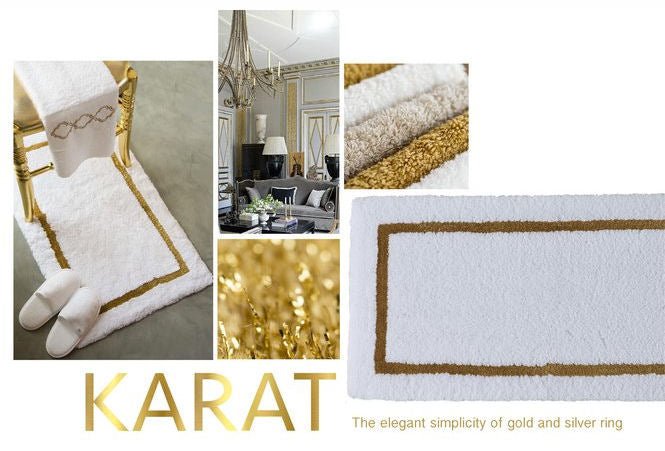 KARAT Luxury Gold & White Bathroom Rug - |VESIMI Design| Luxury and Rustic bathrooms online