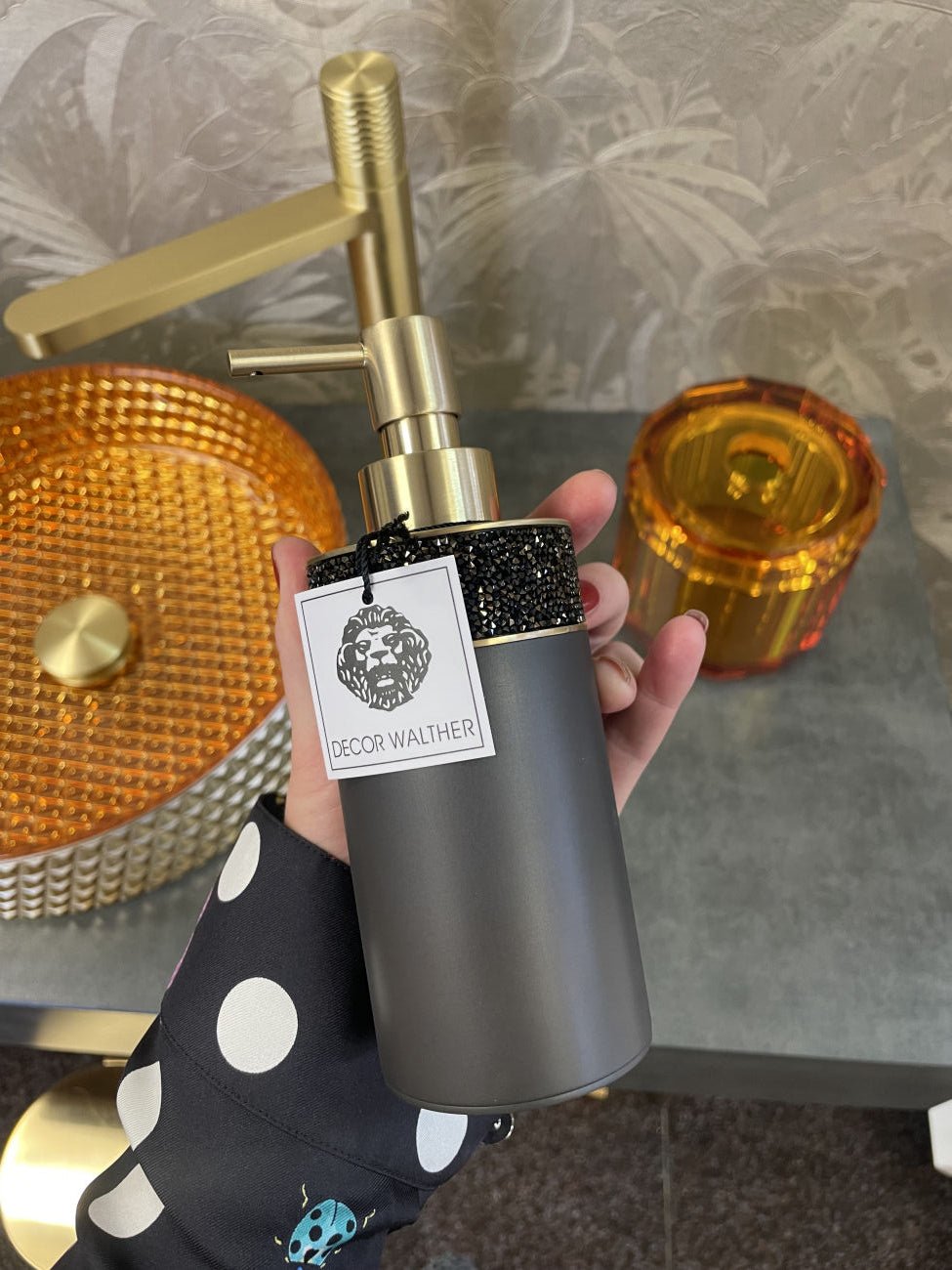 Luxury Dark Bronze Swarowski® Crystal Soap Dispenser - |VESIMI Design|