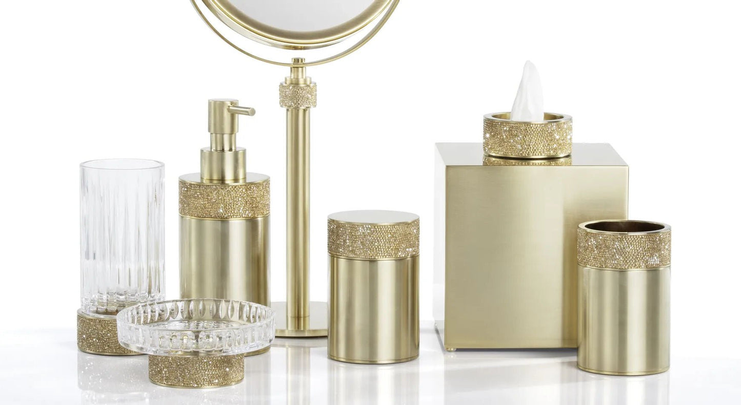 Luxury Decor Walther Matt Gold Cosmetic Mirror with Swarowski® Crystals - |VESIMI Design|