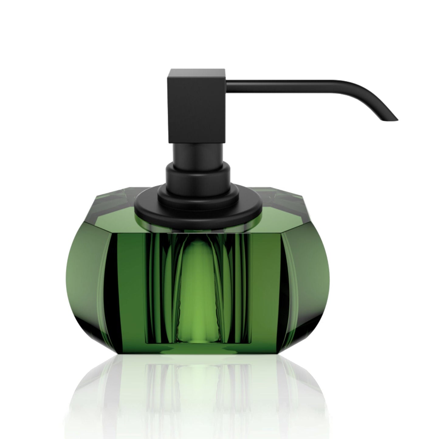Luxury English Green Glass Liquid Soap KRISTALL Dispenser | Black - |VESIMI Design|