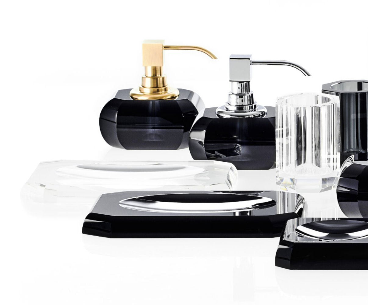 Luxury Matt Gold Black Crystal Glass Liquid Soap Dispenser | Anthracite - |VESIMI Design|