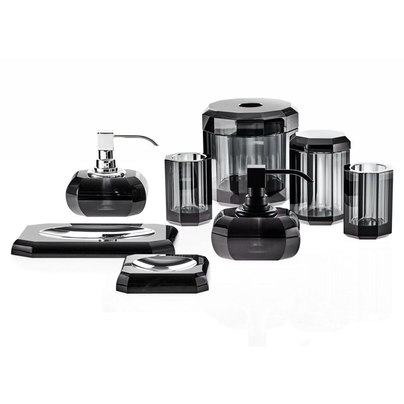 Luxury Matt Gold Black Crystal Glass Liquid Soap Dispenser | Anthracite - |VESIMI Design|