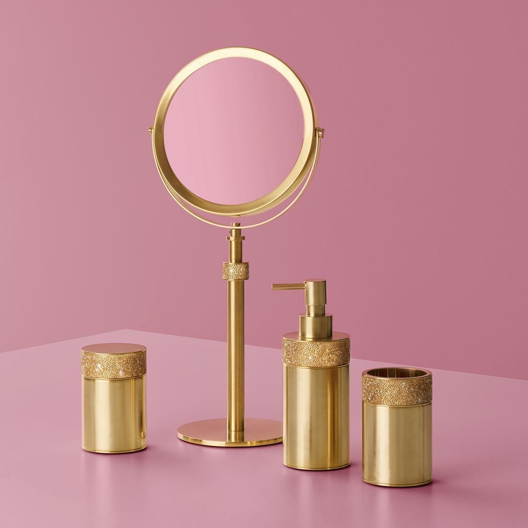 Luxury Matt Gold Swarowski® Crystal Soap Dispenser - |VESIMI Design| Luxury Bathrooms and Home Decor