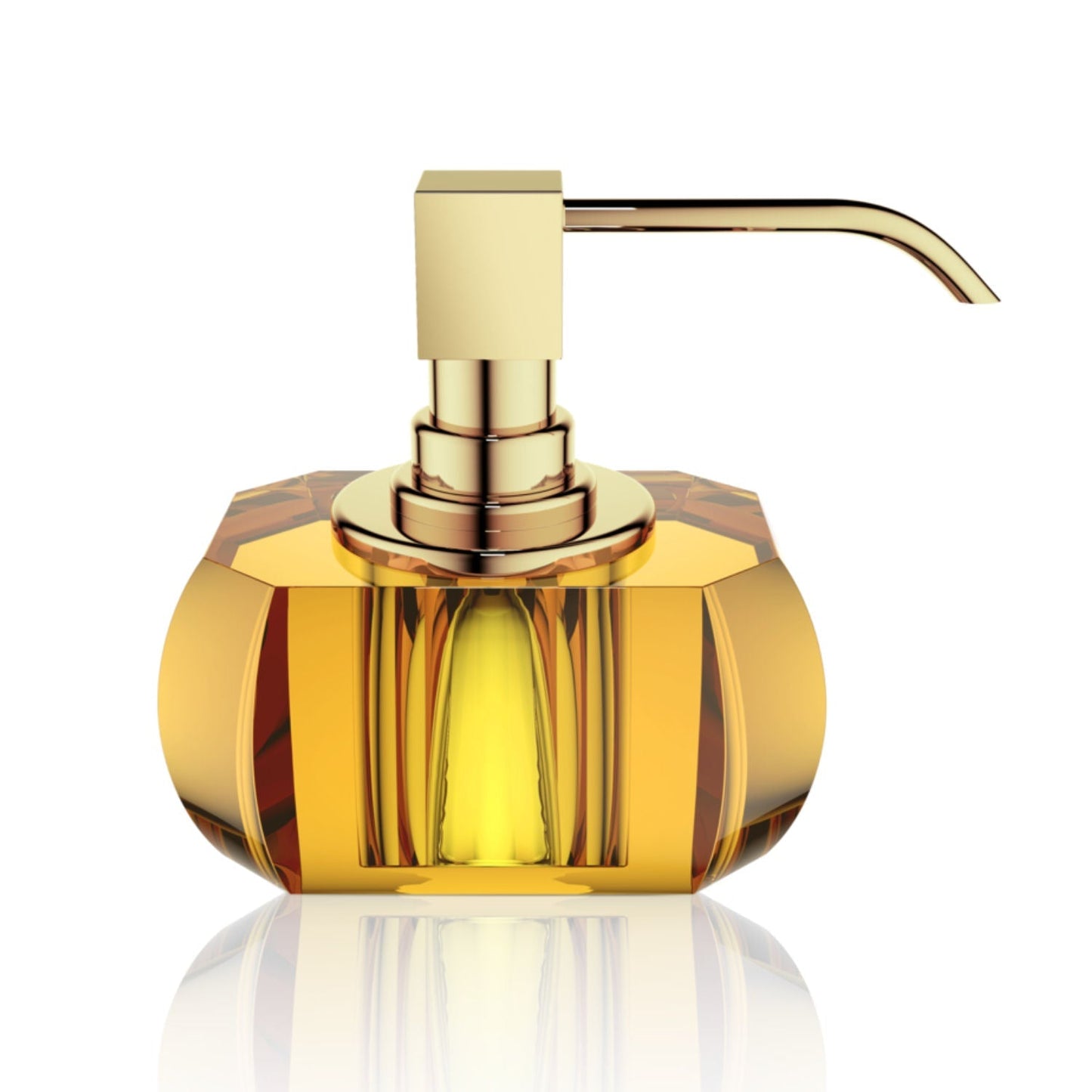 Luxury Shiny Gold Crystal Liquid Soap Glass Dispenser | Amber - |VESIMI Design| Luxury Bathrooms and Home Decor