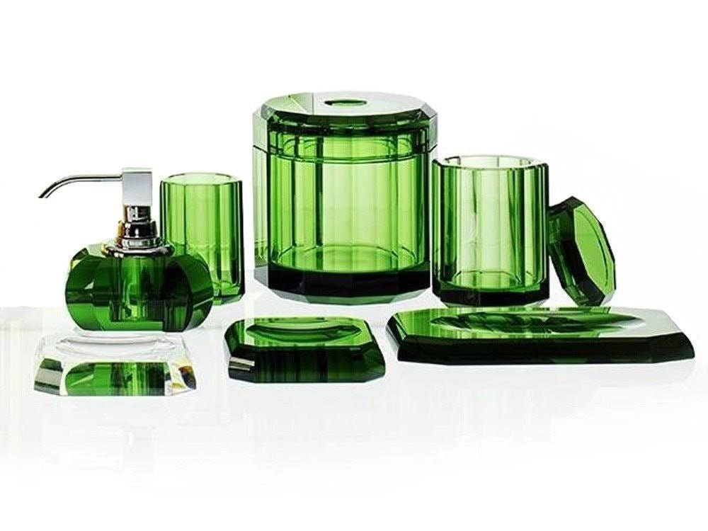 Luxury Shiny Gold Crystal Liquid Soap Glass Dispenser | English Green - |VESIMI Design| Luxury Bathrooms and Home Decor