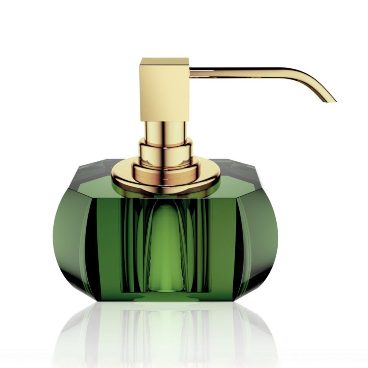 Luxury Shiny Gold Crystal Liquid Soap Glass Dispenser | English Green - |VESIMI Design| Luxury Bathrooms and Home Decor