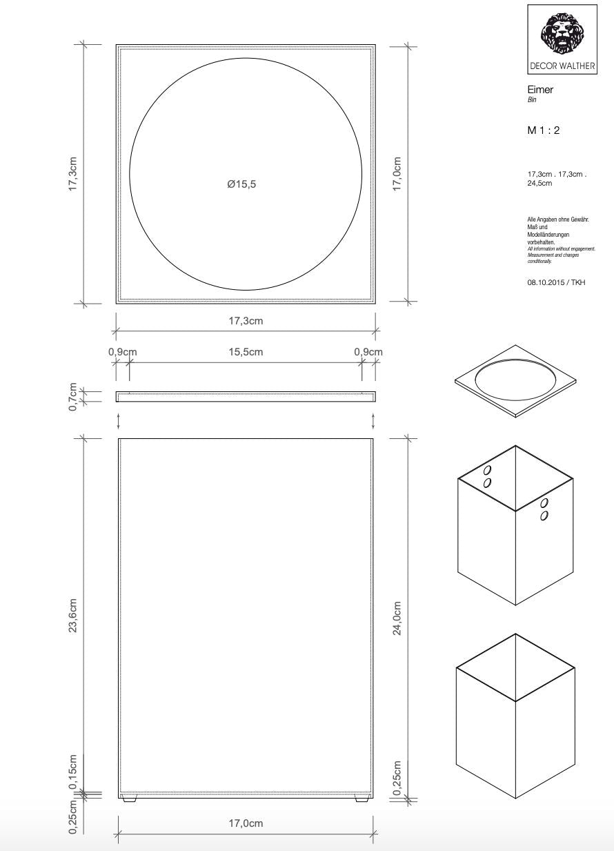 Matt Gold Square Room Paper Bin by Decor Walther - |VESIMI Design|