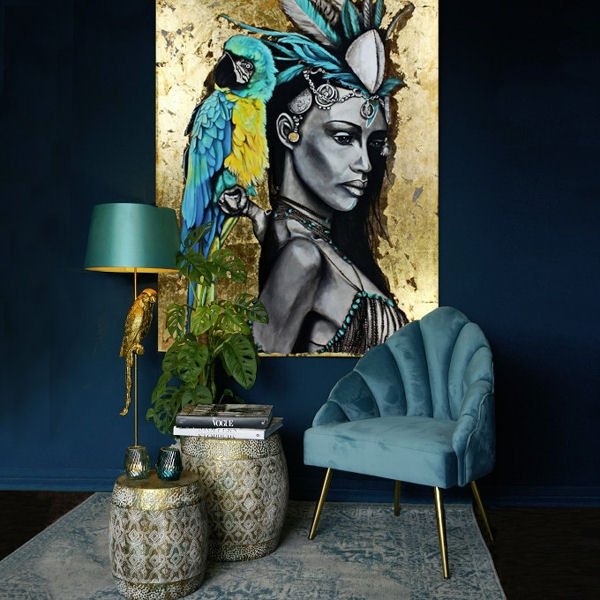 Parrot Tammy Floor Lamp, Gold / Turquoise - |VESIMI Design| Luxury Bathrooms and Home Decor