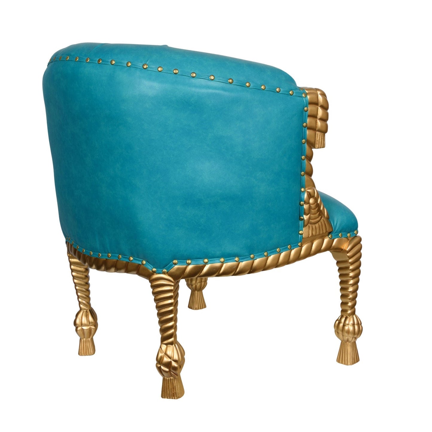 Pool Blue & Gold Mahogany Heavy Carved Armchair - |VESIMI Design| Luxury Bathrooms and Home Decor