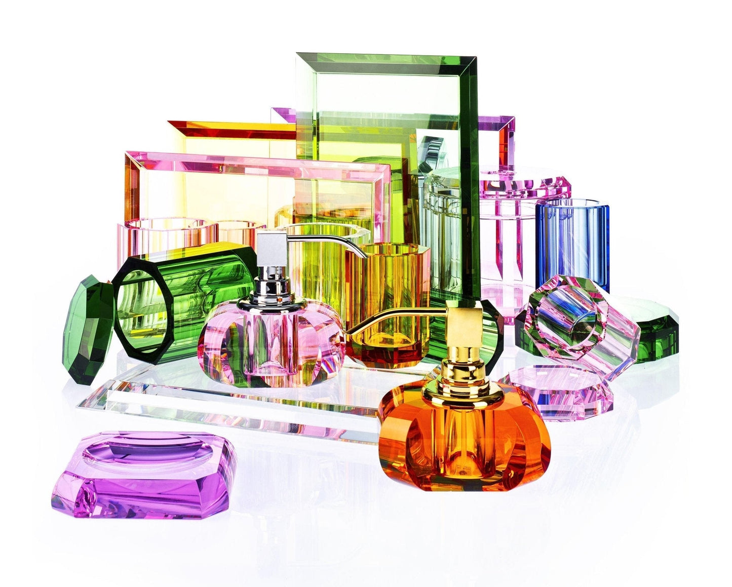 Shiny Gold Glass Liquid Soap Dispenser | Crystal Clear - |VESIMI Design| Luxury Bathrooms and Home Decor