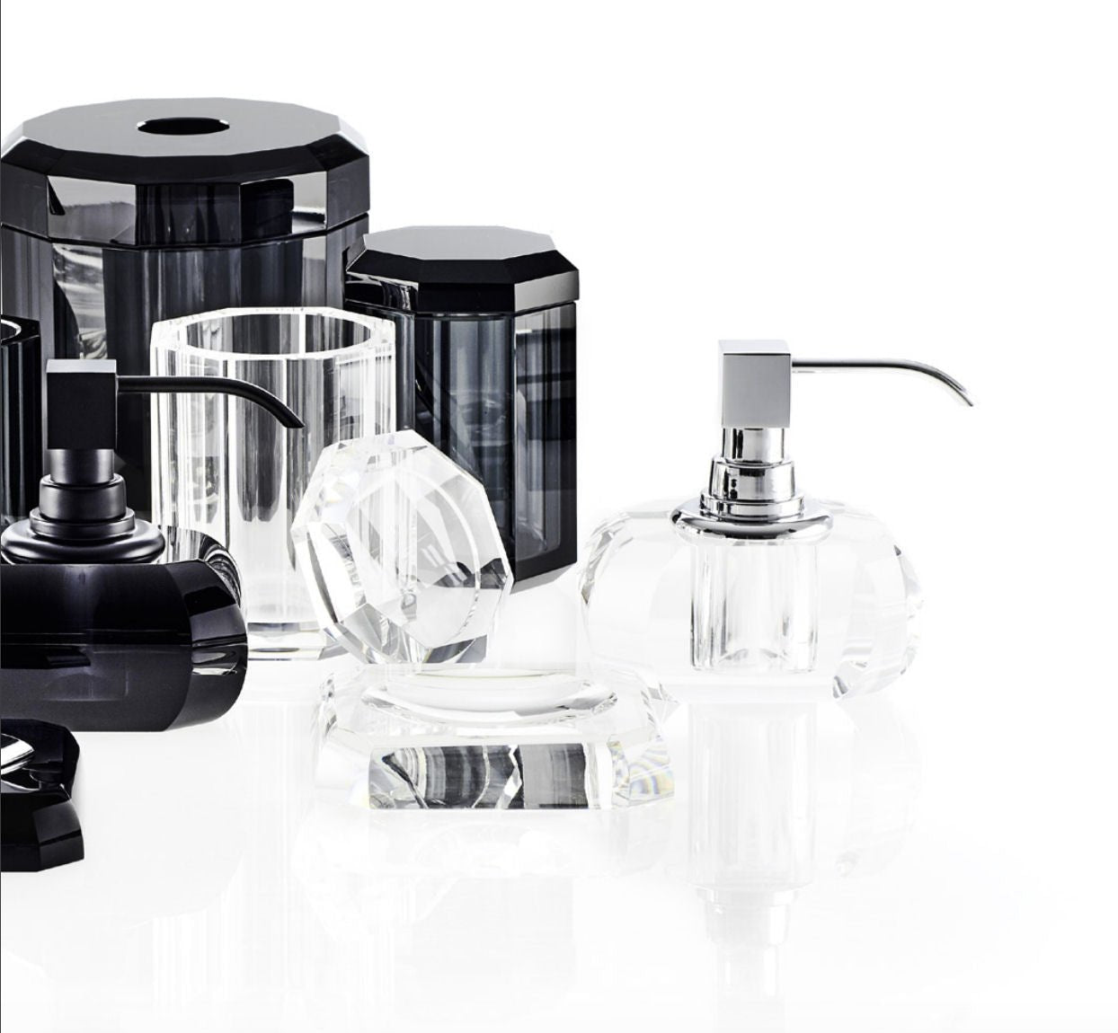 Shiny Gold Glass Liquid Soap Dispenser | Crystal Clear - |VESIMI Design| Luxury Bathrooms and Home Decor