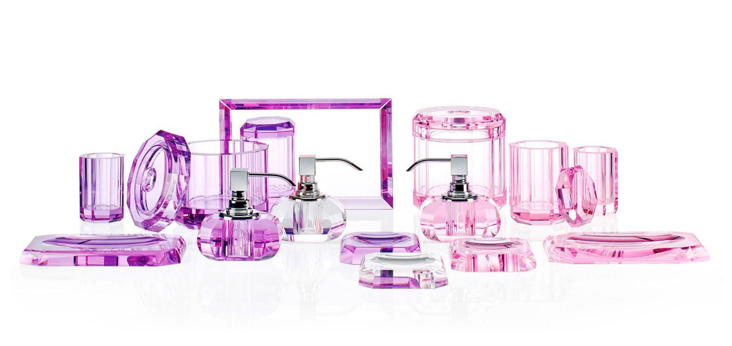 Shiny Gold Liquid Soap Glass Dispenser | Violet - |VESIMI Design| Luxury Bathrooms and Home Decor
