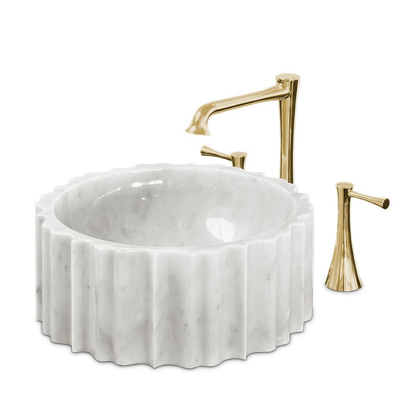 Symphony White Marble Vessel Sink by Maison Valentina - |VESIMI Design| Luxury Bathrooms and Home Decor