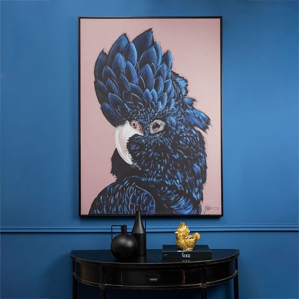 Velký modrý obraz papoušek Kakadu Werns 142cm x 102cm