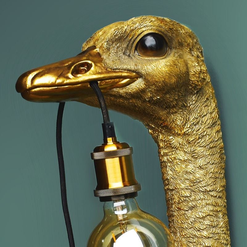 Wall Ostrich Lamp Franz Josef, Gold - |VESIMI Design| Luxury Bathrooms and Home Decor
