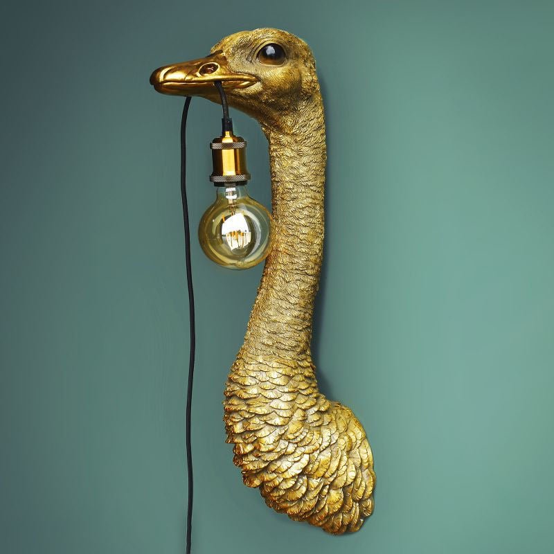 Wall Ostrich Lamp Franz Josef, Gold - |VESIMI Design| Luxury Bathrooms and Home Decor