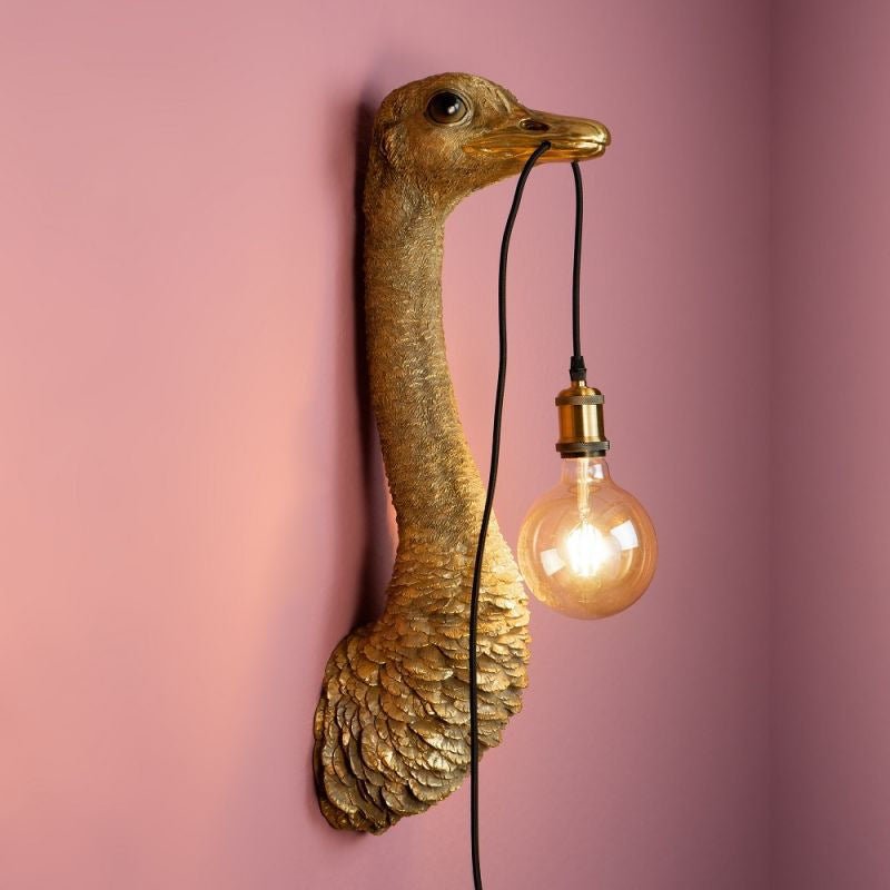 Wall Ostrich Lamp Franz Josef, Gold - |VESIMI Design| Luxury Bathrooms and Home Decor