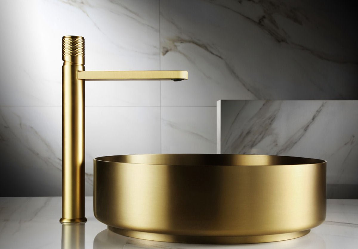 Zlatá matná baterie na desku olejem gumovaný bronz Opera Satin Gold s umyvadlem