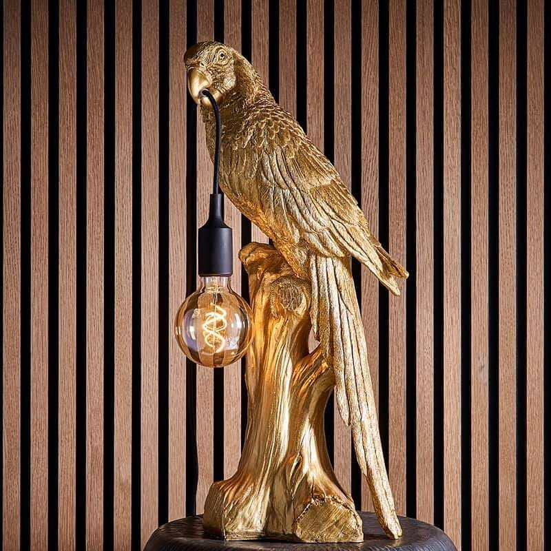 Antique Gold Table Lamp Parrot Timmy - |VESIMI Design| Luxury Bathrooms and Home Decor