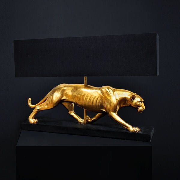 Baghiro Panther Design Table Lamp in Black and Gold - |VESIMI Design| Luxury Bathrooms and Home Decor