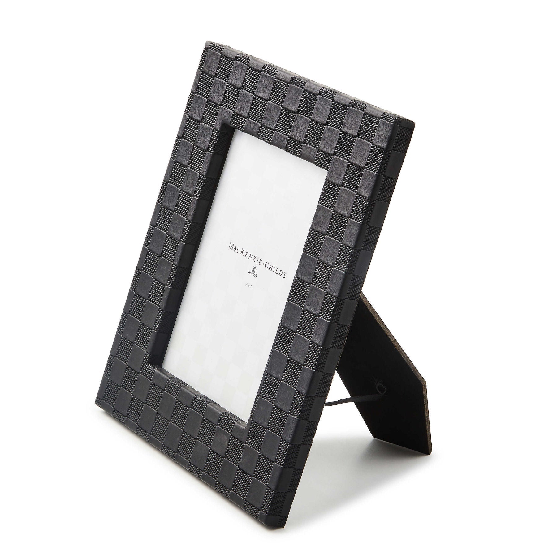 Black Faux Leather 5" x 7" Frame by MacKenzie - Childs - |VESIMI Design| Luxury Bathrooms and Home Decor