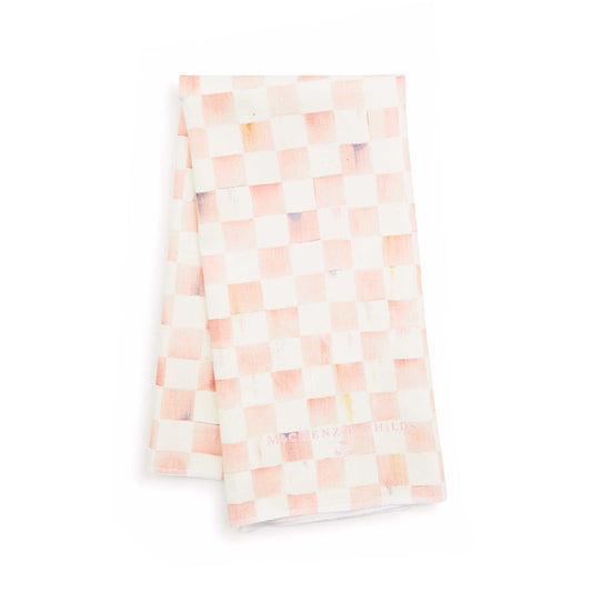 Luxusní lněná kuchyňská utěrka s růžovými kostkami Rosy Check Dish Towel MacKenzie-Childs Waterfall Bathrooms