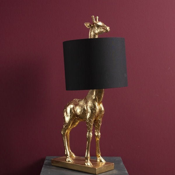 Design Table Lamp Giraffe Lucie in Black and Gold - |VESIMI Design| Luxury Bathrooms and Home Decor