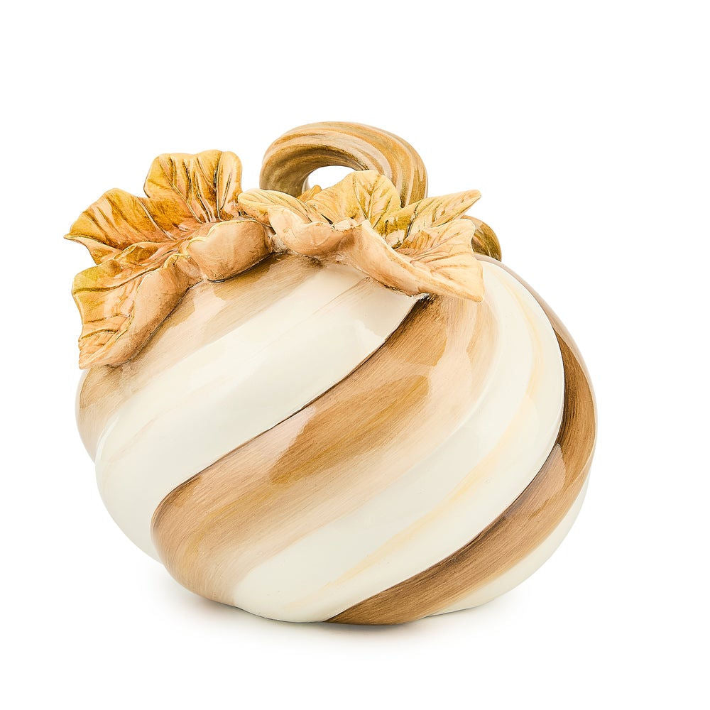 Dekorativní dýně se spirálovým hnědým vzorem Mocha Swirl zakroucená MacKenzie-Childs Waterfall Bathrooms