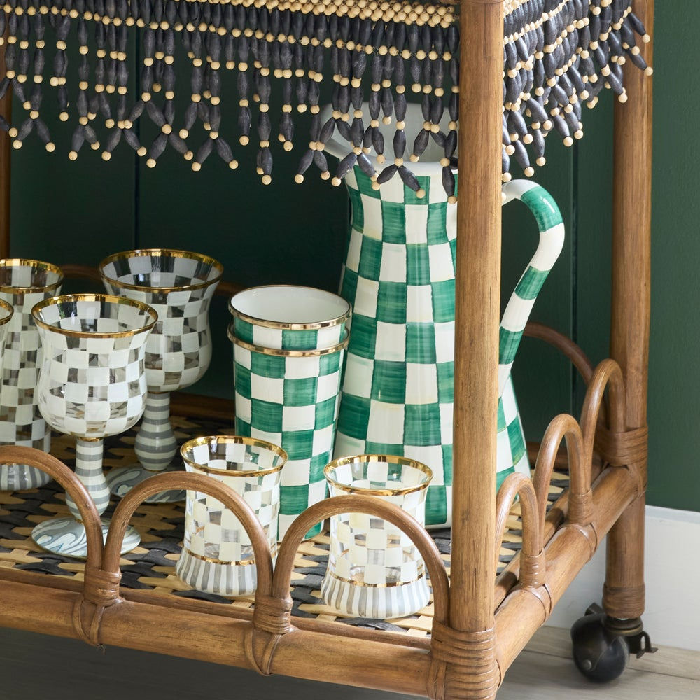 Velký smaltovaný džbán MacKenzie-Childs zelená kolekce Emerald Check