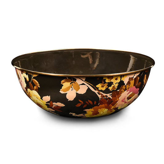 Extra velká miska Wild Rose Brown Everyday Bowl od MacKenzie-Childs s květinovým motivem, Waterfall Bathrooms.
