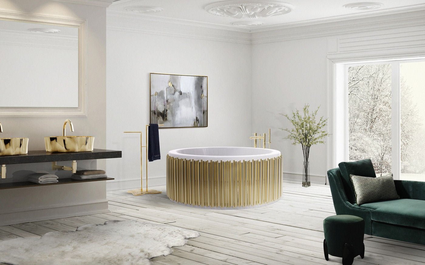 Gold Plated Eden Stone Vessel Sink by Maison Valentina - |VESIMI Design|