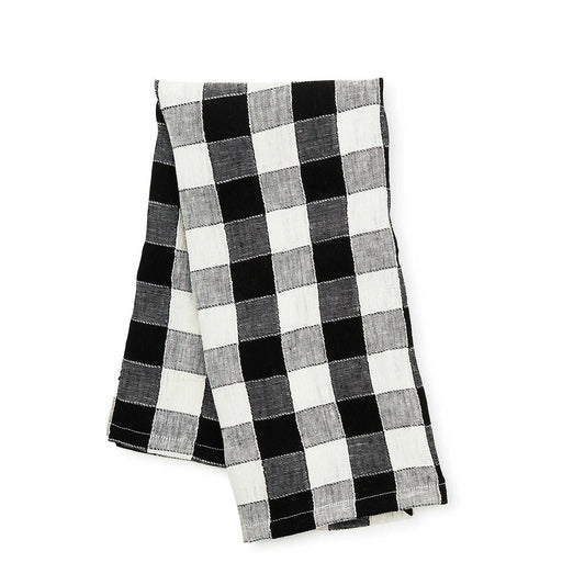 MacKenzie-Childs Utěrka Black Check, černobílý kostkovaný len, Waterfall Bathrooms