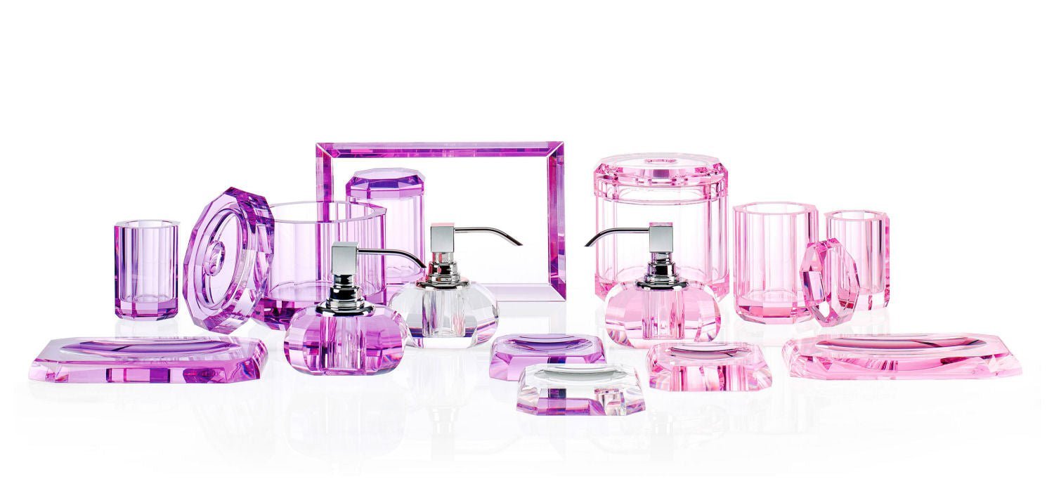 Luxury Shiny Gold Liquid Soap Glass Dispenser | Pink - |VESIMI Design| Luxury Bathrooms and Home Decor
