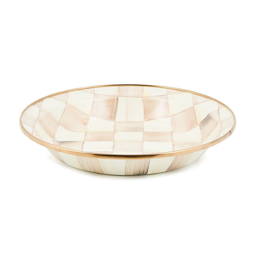 Luxusní smaltovaná koláčová forma MacKenzie-Childs Mocha Check hnědo-bílý vzor Waterfall Bathrooms