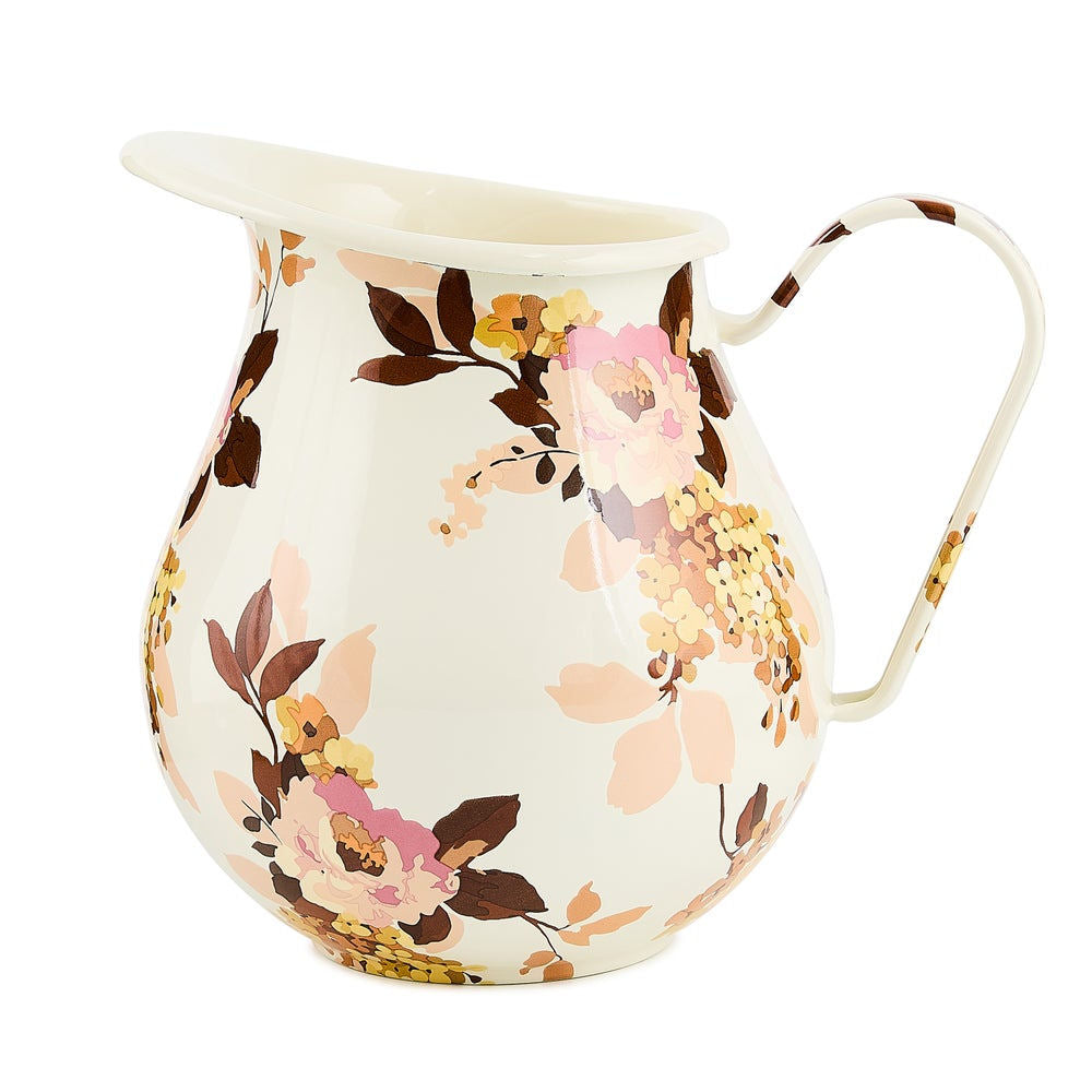 Luxusní bílý smaltovaný džbán MacKenzie-Childs Wild Rose White s květinovým vzorem a objemem 2,84 l Waterfall Bathrooms